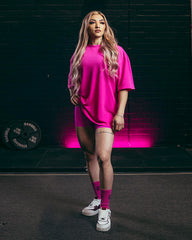 Tricou oversize roz strălucitor Nova